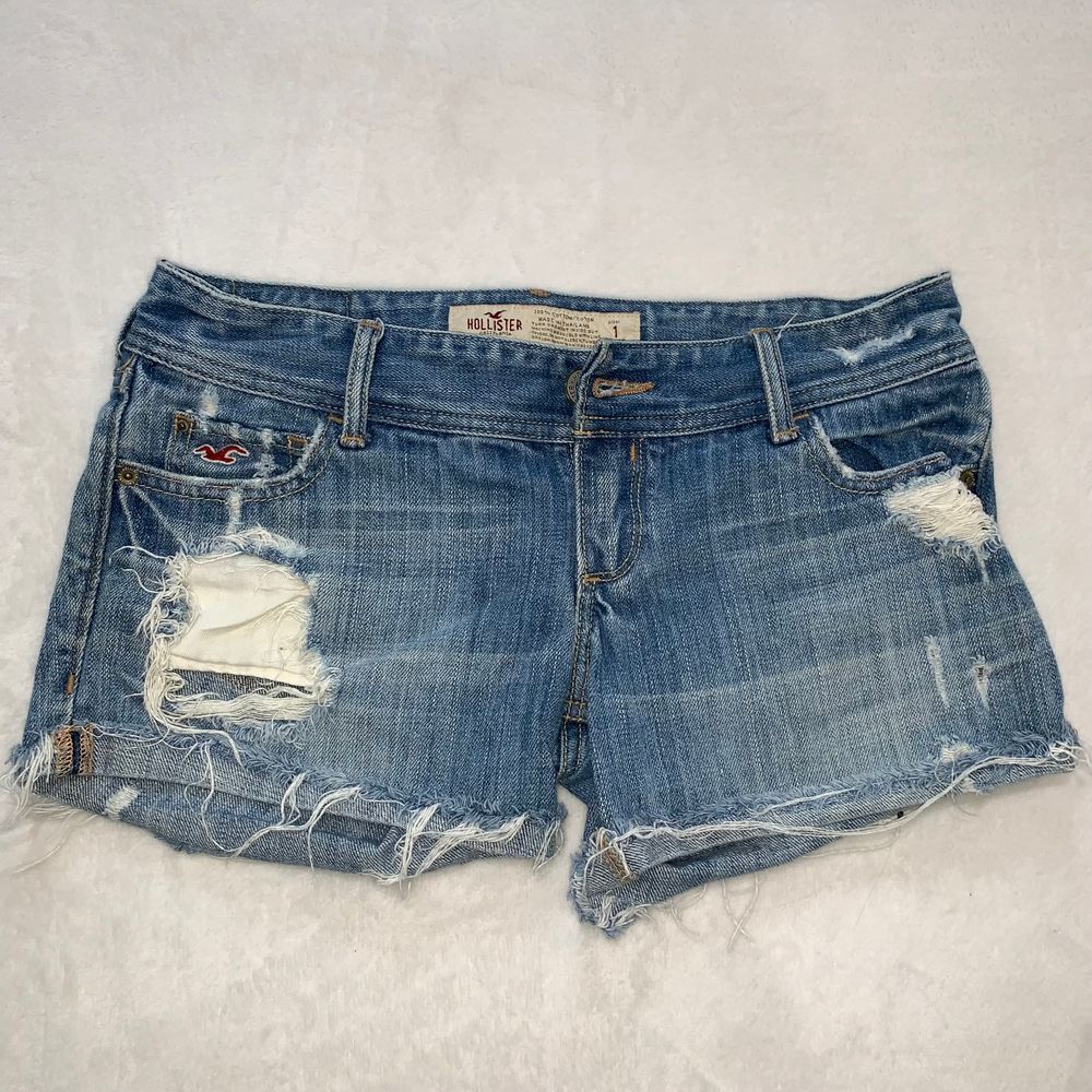 Hollister Distressed Blue Denim Jean Shorts